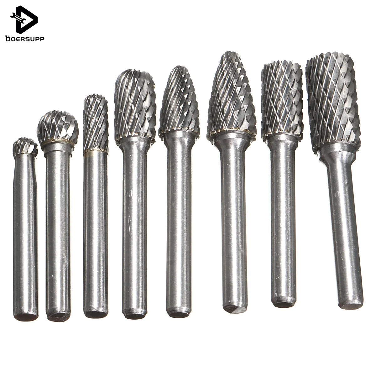 8pcs/set Tungsten Carbide Burr Bit 1/4 Inch 6mm Rotary Cutter Files CNC Engraving Set Double Rotary Tool Best Price