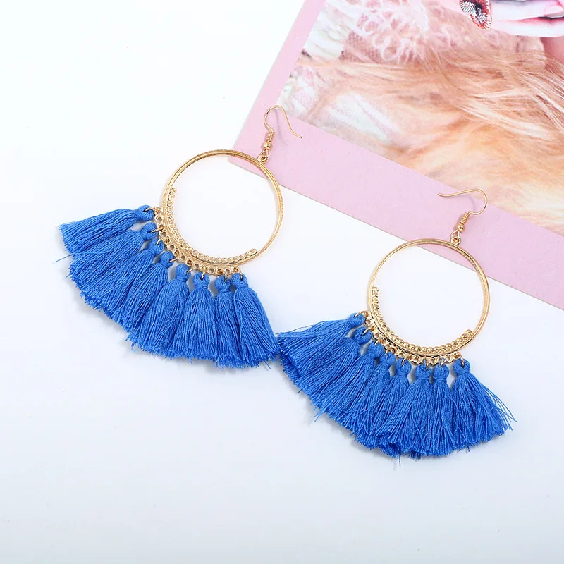 Женские этнические серьги подвески LiuXSPTassel модные ювелирные изделия из хлопка с