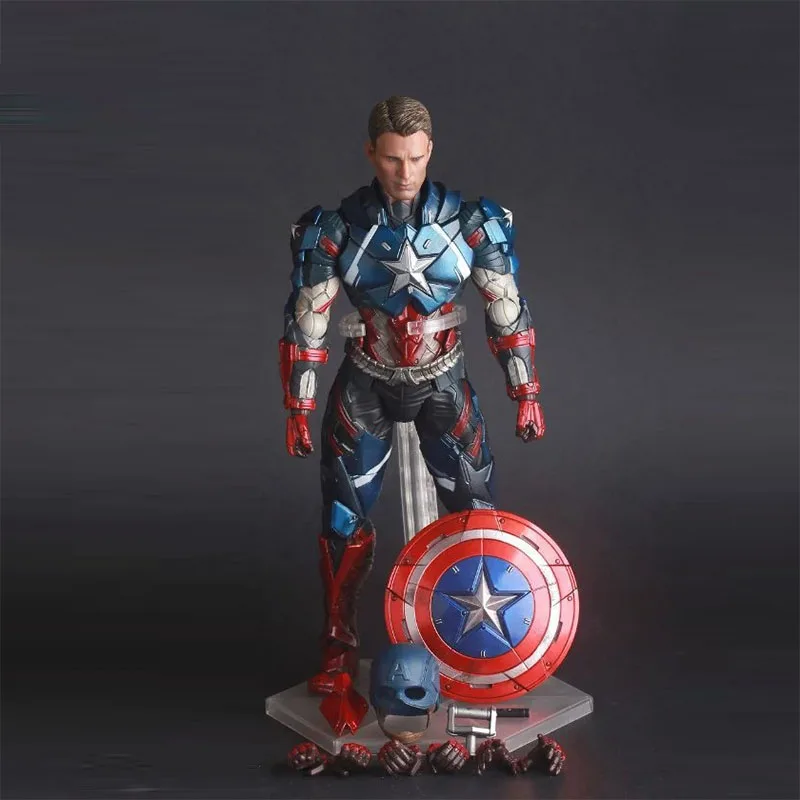 

28cm Play Arts Kai Avengers 4 Endgame Super Hero Captain America Action Figure Collectable Model Toy Doll