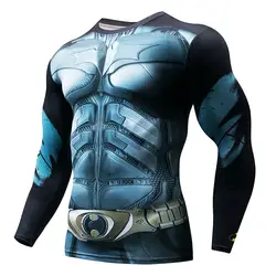 Лидер продаж фитнес ММА сжатия рубашка для мужчин аниме бодибилдинг с длинным рукавом Crossfit 3D Супермен Каратель футболка футболки