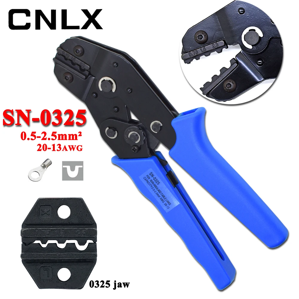 CNLX SN-0325 crimping pliers for non insulated terminal clamp self-adjusting capacity 0.75-2.5mm2 18-13AWG brand hand tools | Инструменты