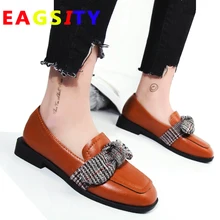 EAGSITY Penny/лоферы; женская повседневная обувь на плоской подошве; модная женская обувь без застежки с круглым носком; милые вечерние туфли; удобная обувь коричневого цвета