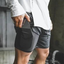 Mens 2 in 1 Fitness Running Shorts Men Sports Gym Shorts Camouflage Quick Drying Training Joggers Short Pants Security Pockets