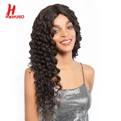 HairUGo глубокая волна Синтетические волосы на кружеве человеческих волос парики для Для женщин предварительно выщипанные волосы с ребенком