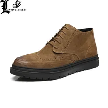 Кожа Мужские ботинки осенне-зимние ботильоны модная обувь Обувь На Шнуровке Для мужчин; Для мужчин высокое качество Винтаж Мужская обувь L135