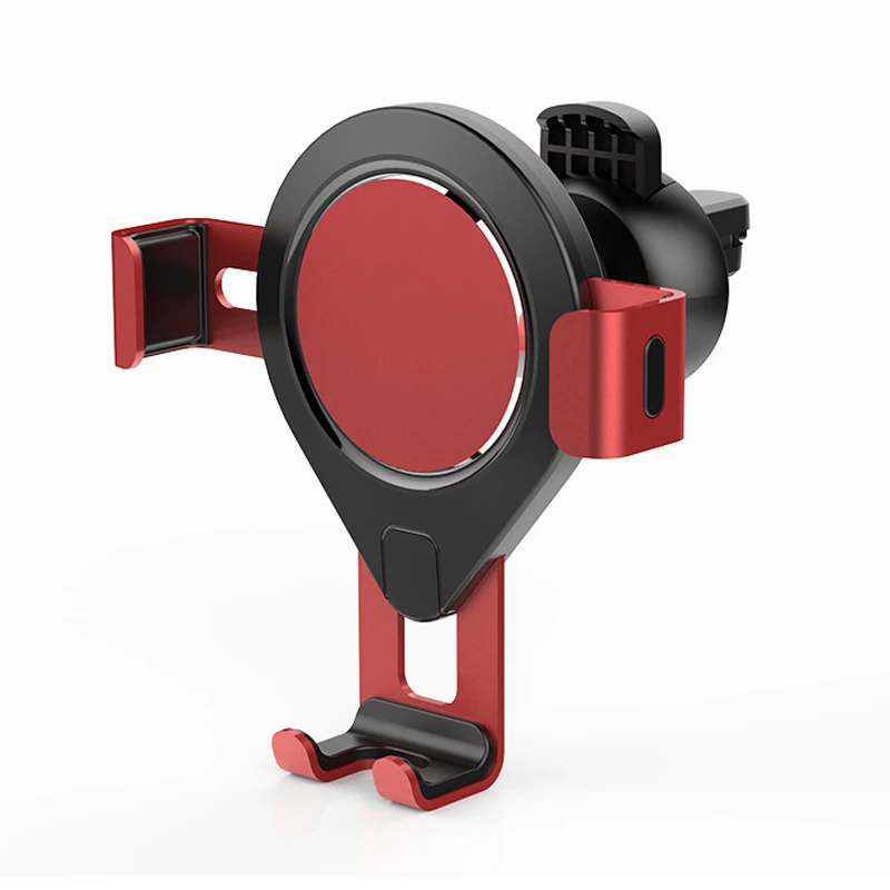 Car Phone Holder Gravity Phone Mount for Car Air Vent Metal Phone Mount Auto Lock One-Handed Design for iPhone Galaxy S10 S9 - Цвет: Красный