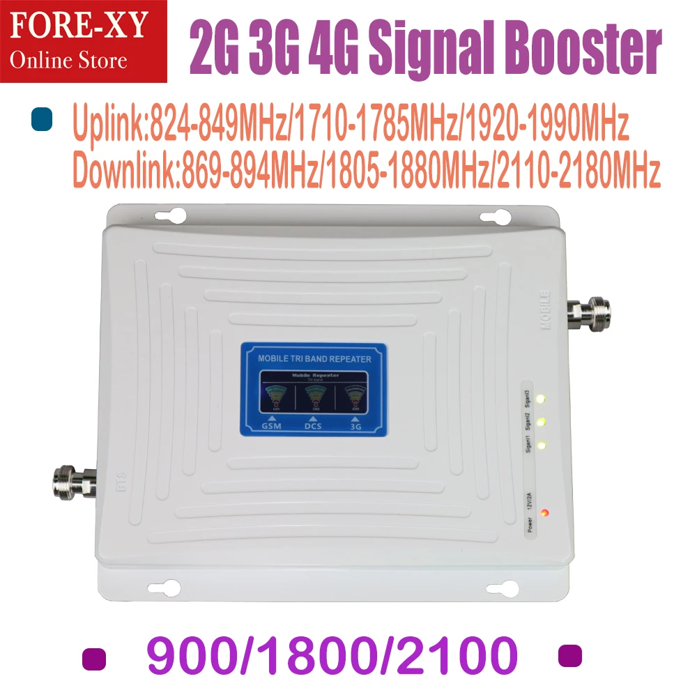 

2G 3G LTE Repeater LCD 3G 2100MHz Signal Booster 65dB Gain 900mhz 2G LTE Amplifier Mobile Phone Signal Repeater for home signal