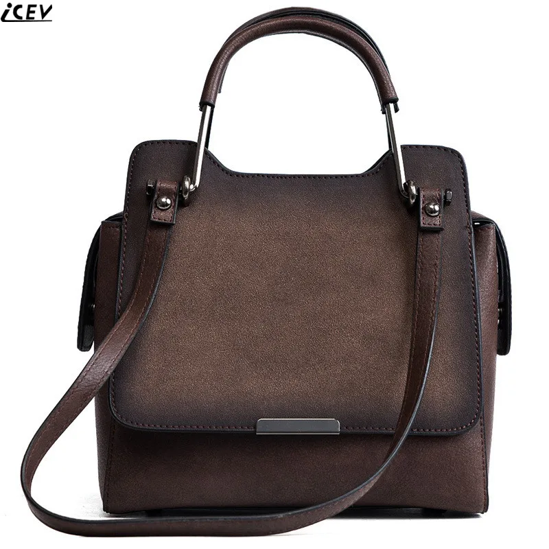 

ICEV 2018 new retro large capacity matte leather female bucket messenger handbags women famous brand shoulder crossbody bag tote