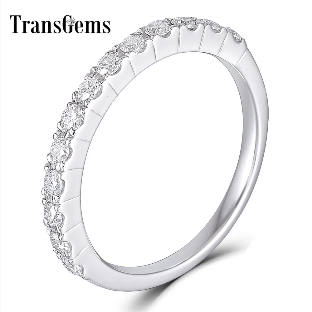 Браслет для женщин transcems 14 K 585 белый золотой 0 48ctw 1 7 мм Moissanite Half Eternity|Кольца| |
