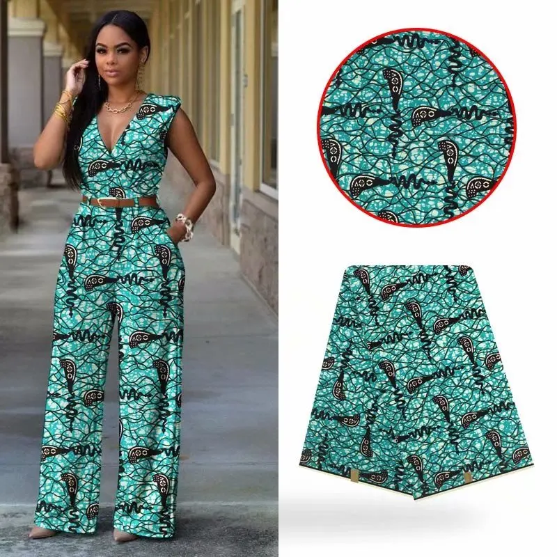 

6 Yards/lot Excelllent green printed hollandais wax and nice pattern african batik wax fabric for clothes WH1