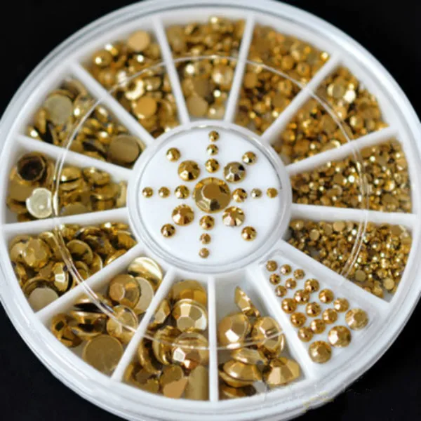 5 размеров 1,5/2,0/2,5/3,0/4,0/5,0 мм Нейл-арт украшения металлические шпильки драгоценные камни колеса декоративного камня для лака для ногтей, набор для ногтей