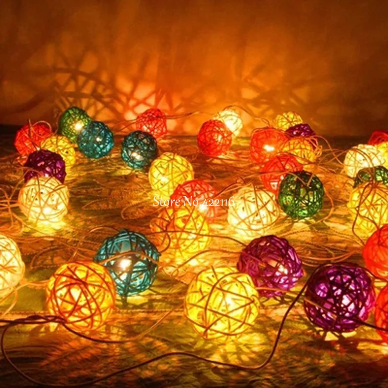 5 М 20 Ротанг Ball новый год гирлянда светодиодная новогодняя Строка Сказочных Огней