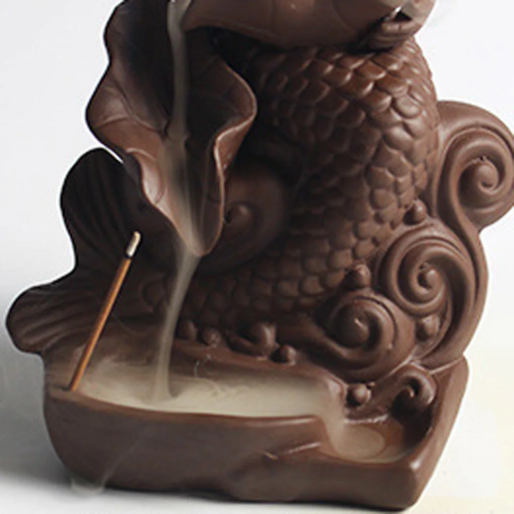 Ceramic Brown Mermaid Incense Burner Statue Burner Figurine Statue Home Decor Tea House Bedroom Table Decoration Great as Gift 