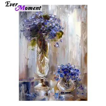 

Ever Moment Diamond Painting Handmade Full Square Drill Blue Flower Glass Vase 5D DIY Hobby Art Diamond Embroidery 3F1277