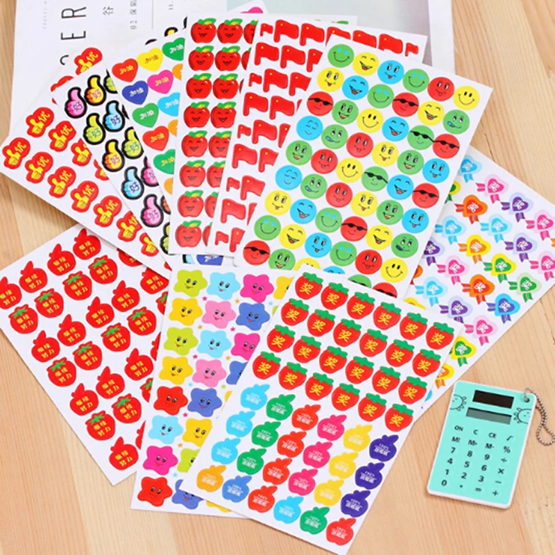 

10Sheets/lot Mixed Styles Reward Stickers School Teacher Merit Praise Class Sticky Paper Lable Classic Kawaii Kids Stickers Toys