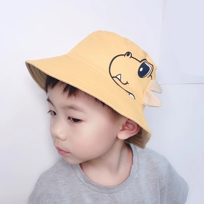 

Dinosaur Baby Hat Cotton Two Sided Cartoon Bucket Hat Baby Summer Autumn Bucket Cap Kids Hats Toddler Baby Accessories