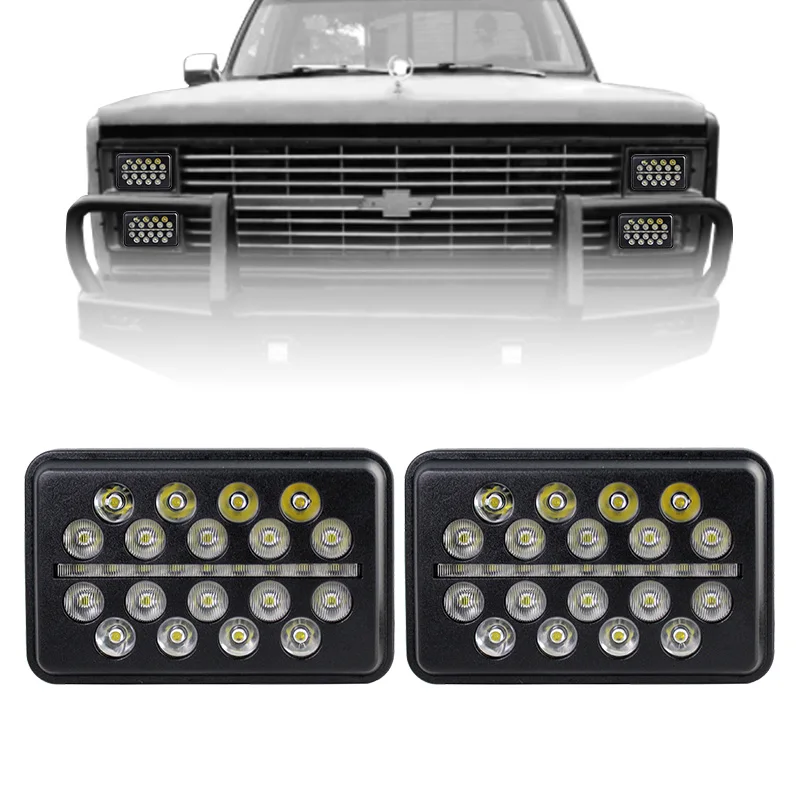 

2PCS Ultra-Thin 93W 4X6 inch LED Headlight With DRL Hi/Low Rectangular Replacement for Peerbil Kenworth Freightinger Ford Probe