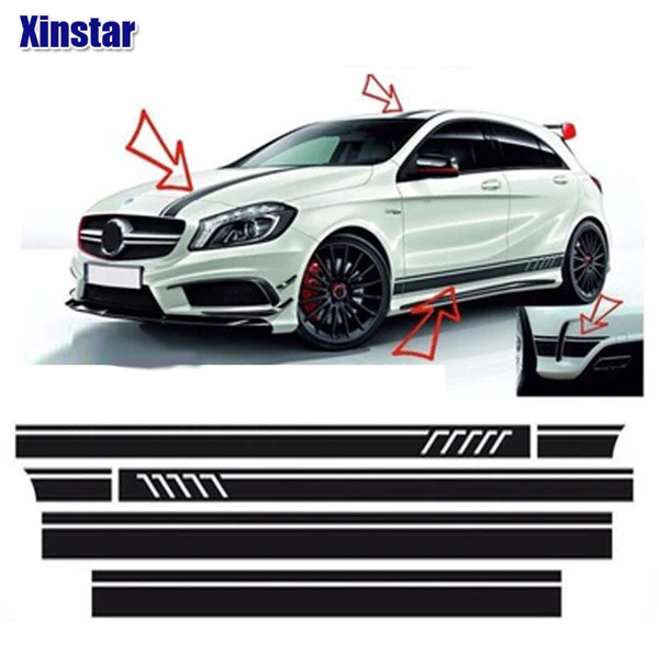 6 шт./лот украшения кузова Стикеры для Mercedes benz AMG W207 W205 W211 W210 CLK c180 e200 CLA GLK GLE GLC A B C E S класса - Название цвета: 6pcs black