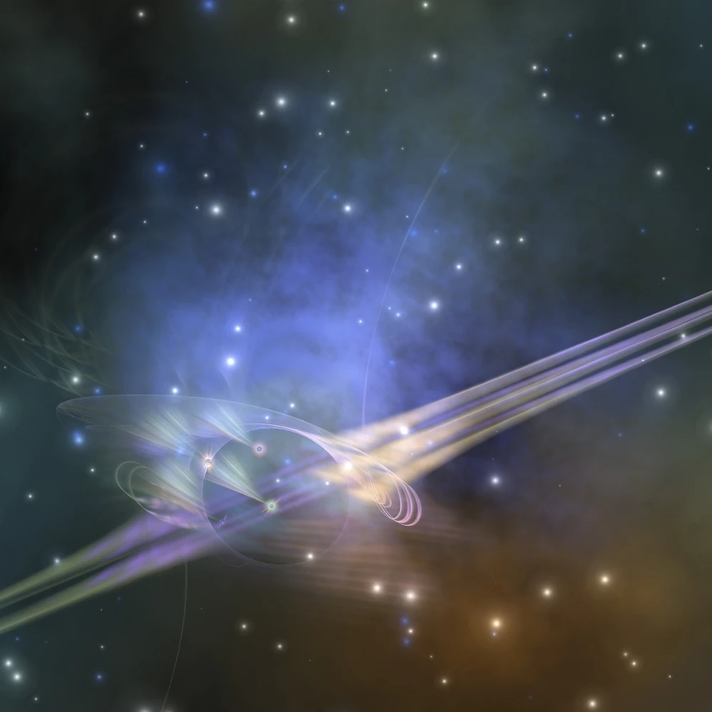 A space phenomenon sends out rays through the cosmos Poster Print (28 x 28)