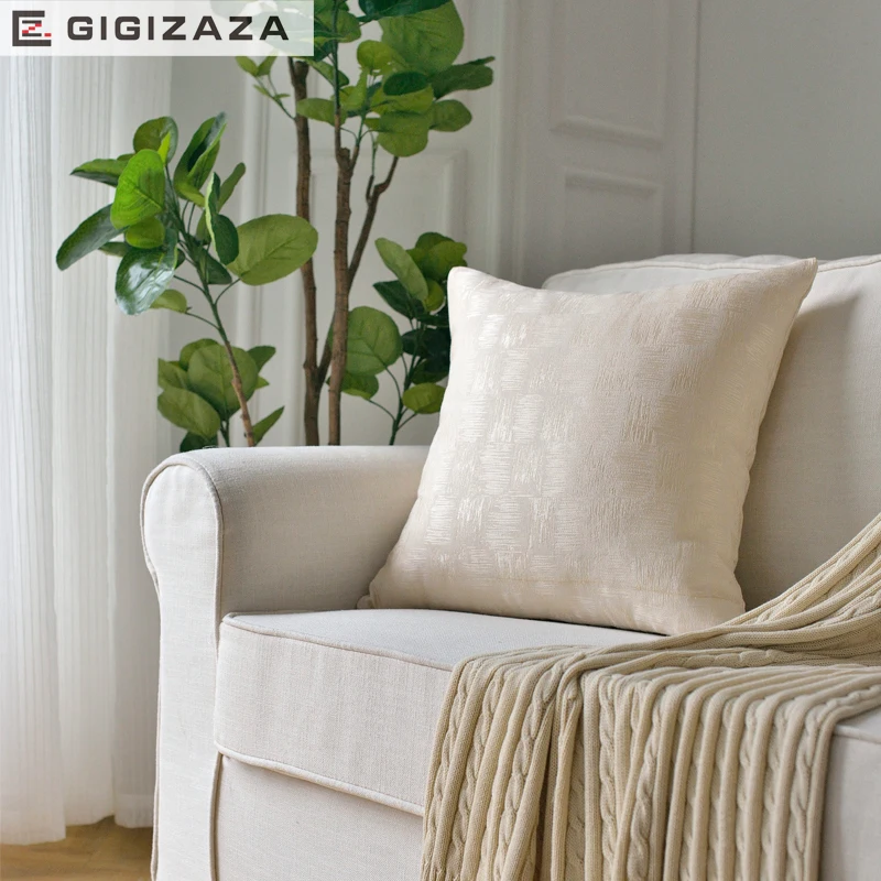 

Solid white jacquard fabric pillow cover for sofa and chair soft touch cushion cover blue orange color 50*50cm luxury decorative