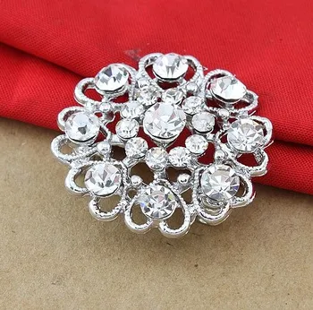 

Sparkly Silver Tone Rhinestone Crystal Wedding Bouquet Heart Brooch Pins