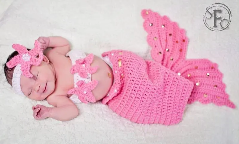 

newborn photography props baby Mermaid Tail Blanket Crochet Mermaid Blanket For baby Soft All Seasons Sleeping Knitted Blankets