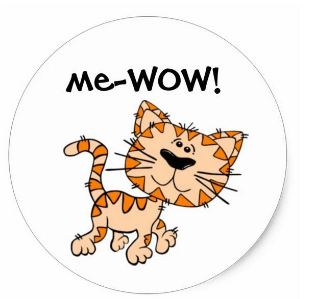 3 8cm Me Wow Meow Good Job Wow Cute Kitty Cat Classic Round Sticker Cat Wrist Stickers Coffeesticker Glitter Aliexpress