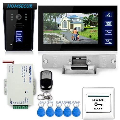 HOMSECUR 7 &quotвидеодомофон домофон ИК камера монитор электрический замок RFID