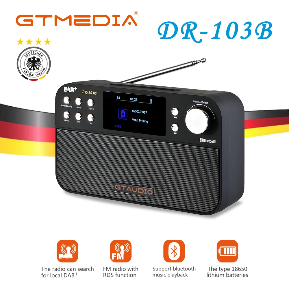

GTmedia DR-103B DAB Receiver Portable Digital DAB FM Stereo Radio Receptor With 2.4 Inch TFT Black White Display Alarm Clock