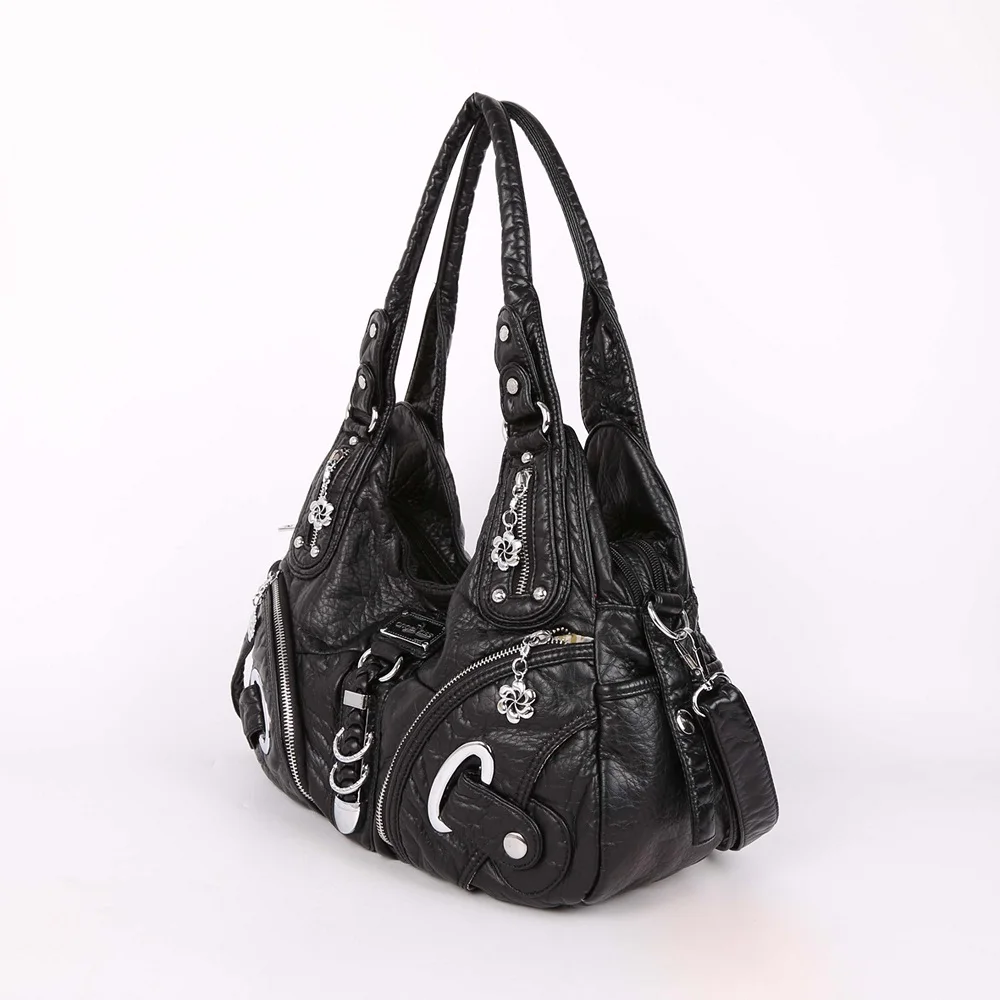 Angelkiss النساء حقيبة كتف الأعلى مقبض حقيبة يد الرجعية حقيبة لينة حمل حقيبة بو الجلود Crossbody أكياس bolso موهير