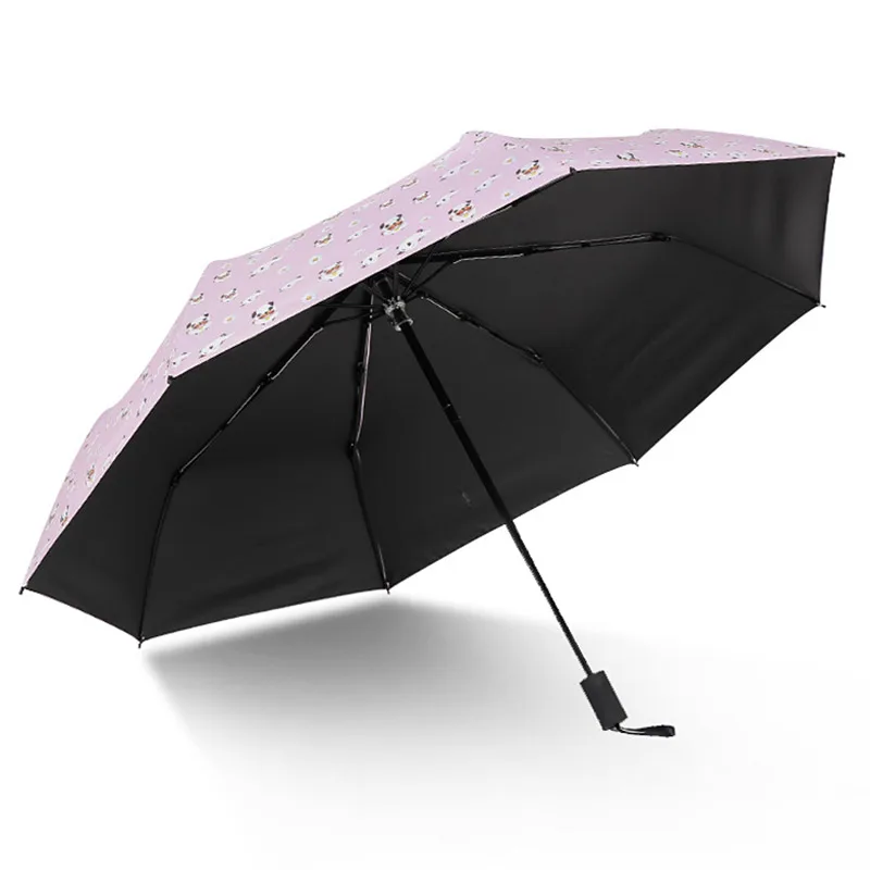 DINIWELL бульдог Зонтик карманный зонтик голубой Солнечный дождливый розовый зонты для женщин три складные свежие вечерние зонтик для маленьких собак