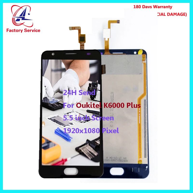 Tanie Do oryginalnego wyświetlacza LCD Oukitel K6000 Plus + ekran dotykowy wymiana zespołu Digitizer 5.5 cala 1920x1080P zdjęcie