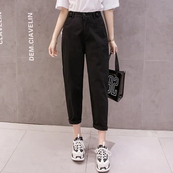 

Hot Sale 2019 Women Summer Clothing Straight Overalls Casual Loose Harem Pants Korean Elastic Waist Triangle Buckle Cargo Pants