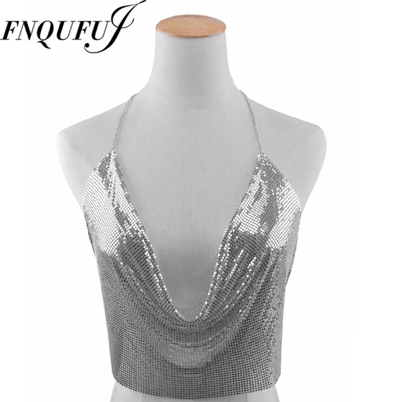 

Sexy Women Body Chains Shiny Sequins Bra Necklace Women Maxi Statement Necklace Luxury Trendy
