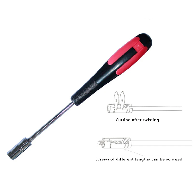 

Socket Screwdriver Hexagon Key 3/3.5/4/4.5/5/5.5/6mm CR-V Lengthened Thin-Walled Torque Wrench Hand Tool Set