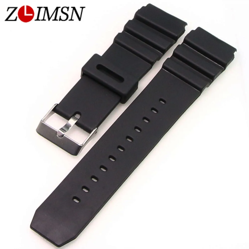 ZLIMSN Schwarz Uhrenarmbänder Weiche Silikon Kautschukband Uhr Military Schweißband 18mm 20mm 22mm Edelstahl Schnalle