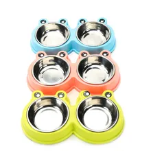 Pet Supplies Dog Cats Double Food Bowl Stainless Steel Pet Bowl Combo Dog Supplies Pet Food Dish Water Feeder