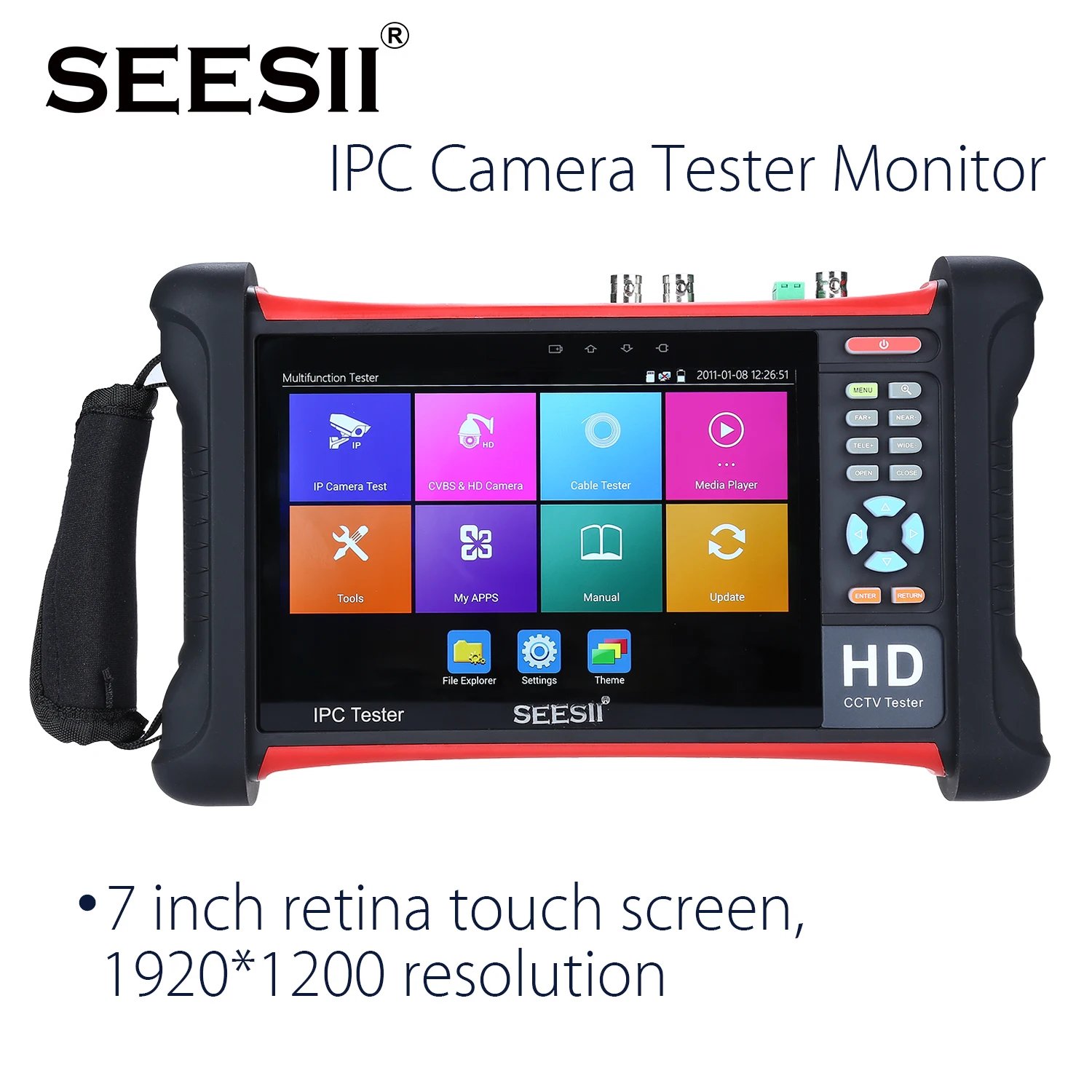 SEESII X7-ADHS4 " сенсорный экран 4K 1080P IPC камера CCTV retina тестер монитор Wifi TVI CVI AHD SDI CVBS IP обнаружения аналоговый