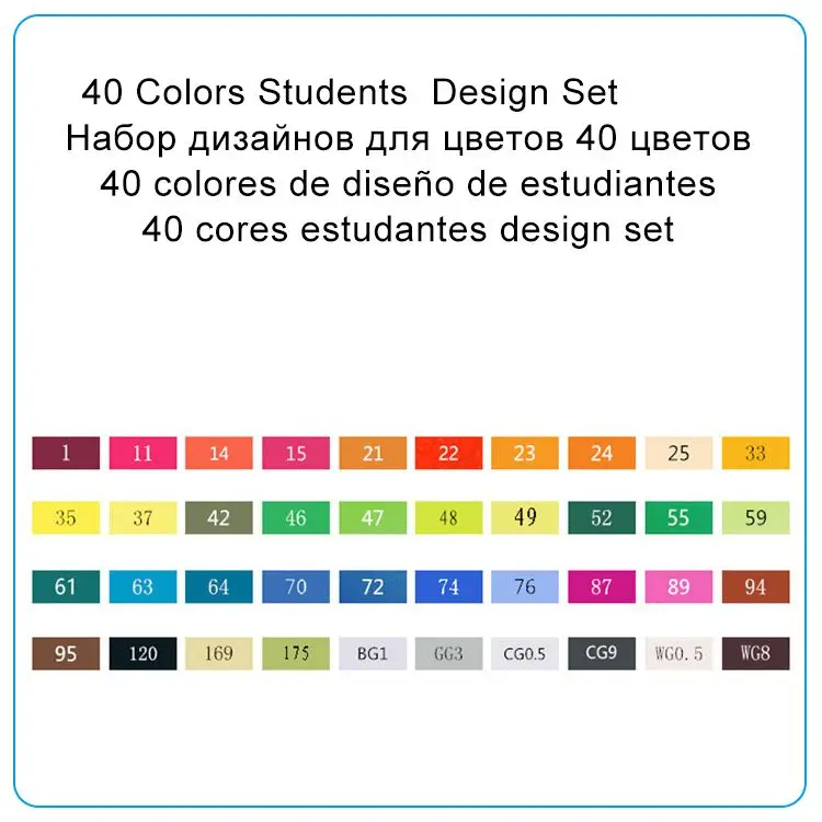 40 Colors Students TOUCHNEW 30/40/60/80 Цвета маркер для рисования на спиртовой основе Маркеры Набор ручек для рисования манга двойной головой художественный эскиз маркер ручки для дизайна - Цвет: 40 Colors Students