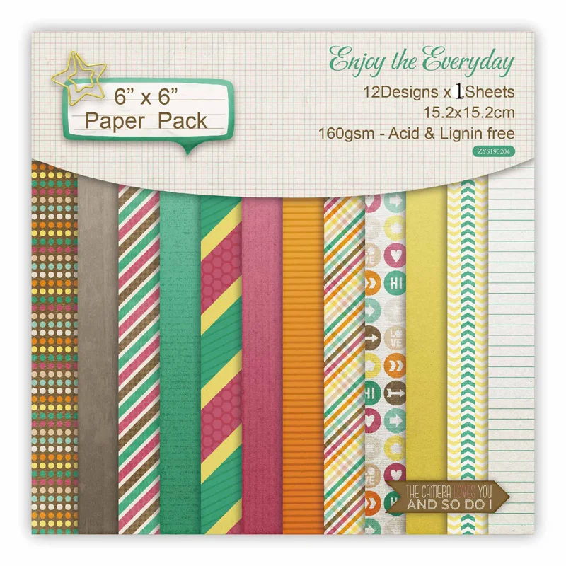 

KLJUYP 12 Sheets Enjoy The Everyday Scrapbooking Pads Paper Origami Art Background Paper Card Making DIY Scrapbook Paper Craft
