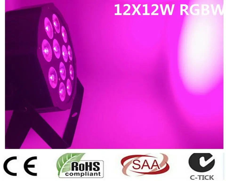 12 светодиодов/Лот Par 12x12 Вт RGBW 4 в 1 LED di Lusso 8 Canali DMX Flat dj dmx luci|rgbw 4in1|flat parled flat par |