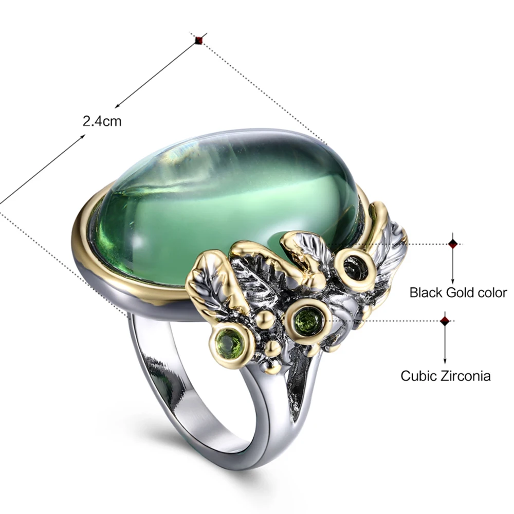 Лучший подарок для мамы большое овальное кольцо с зеленым камнем классическое Королевское Украшение Ювелирные изделия Высокое качество большой лист кольцо для женщин