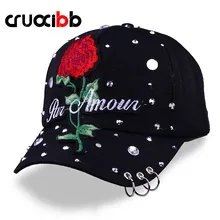 CRUOXIBB модная женская бейсболка Красная розовая шляпа вышивка письмо Casquette летний солнцезащитный щит Кепка искусственные бриллианты Gorro