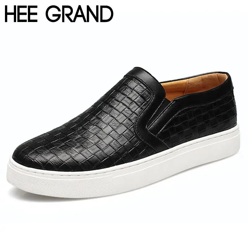 

HEE GRAND Men Plaited Shoes Slip-on Casual Shoes Bright Platform Round Toe Loafers For Men XMR1303