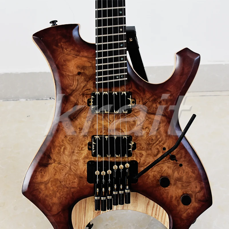 Электрогитара без головок ebony fanned fret гитара ash body Camphor Burl top бесплатная доставка up