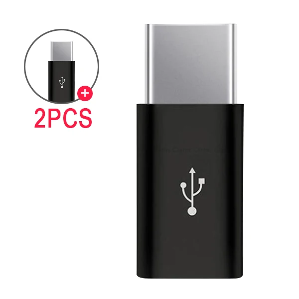 2PC Black ACCEZZ 2 шт./лот Тип C адаптер штекер Micro USB кабель для huawei samsung Xiaomi LG htc планшет быстрая зарядка данных OTG разъем - Цвет: 2PC Black