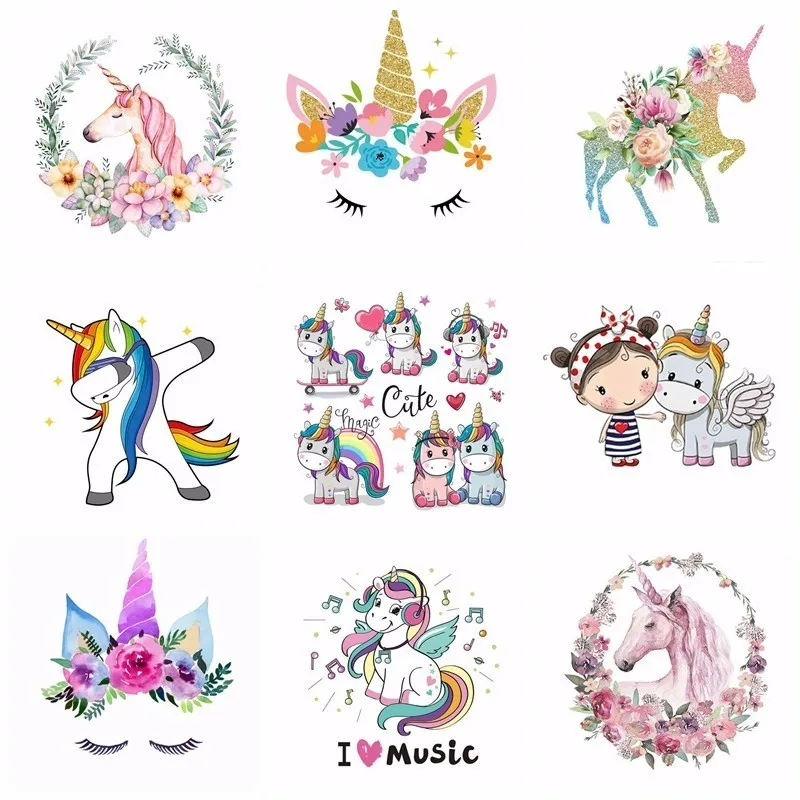 pulaqi kawaii unicorn patch iron on patches print on t shirt dresses heat transfer appliqued washable kids cute stickers decor h patches aliexpress
