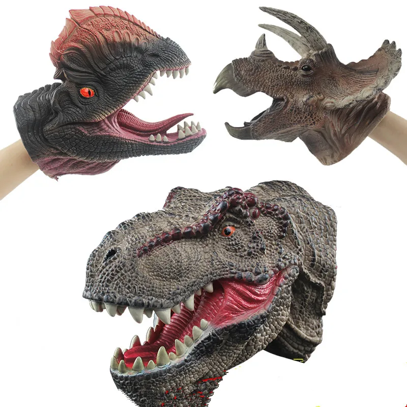 Dinosaur Hippopotamus Crocodiles Rhinoceros Hand Gloves Puppet Animal Head Toys Soft Gelatin Children's Role Playing Boys | Игрушки и