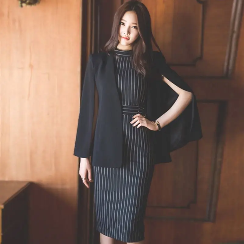 

Women blazer coat office ladies formal jacket long sleeves lapel cape poncho female elegant jacket women's formal suit blazer
