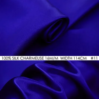 

SILK CHARMEUSE SATIN Fabric 114cm width 16momme/100% Pure Silk Fashion Fabric Women Shirt High Quality Fabric Royal Blue NO11